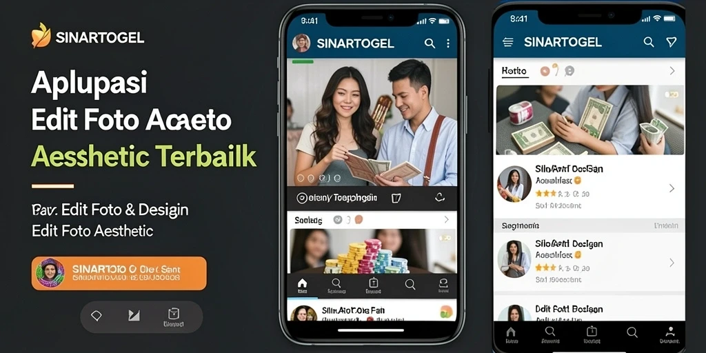 Tampilan antarmuka aplikasi SINARTOGEL untuk edit foto aesthetic.