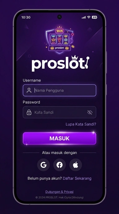 Tampilan halaman login proslot