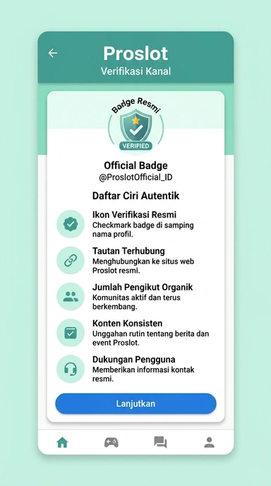 Tampilan kanal resmi proslot