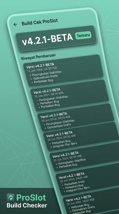 Tampilan riwayat versi proslot